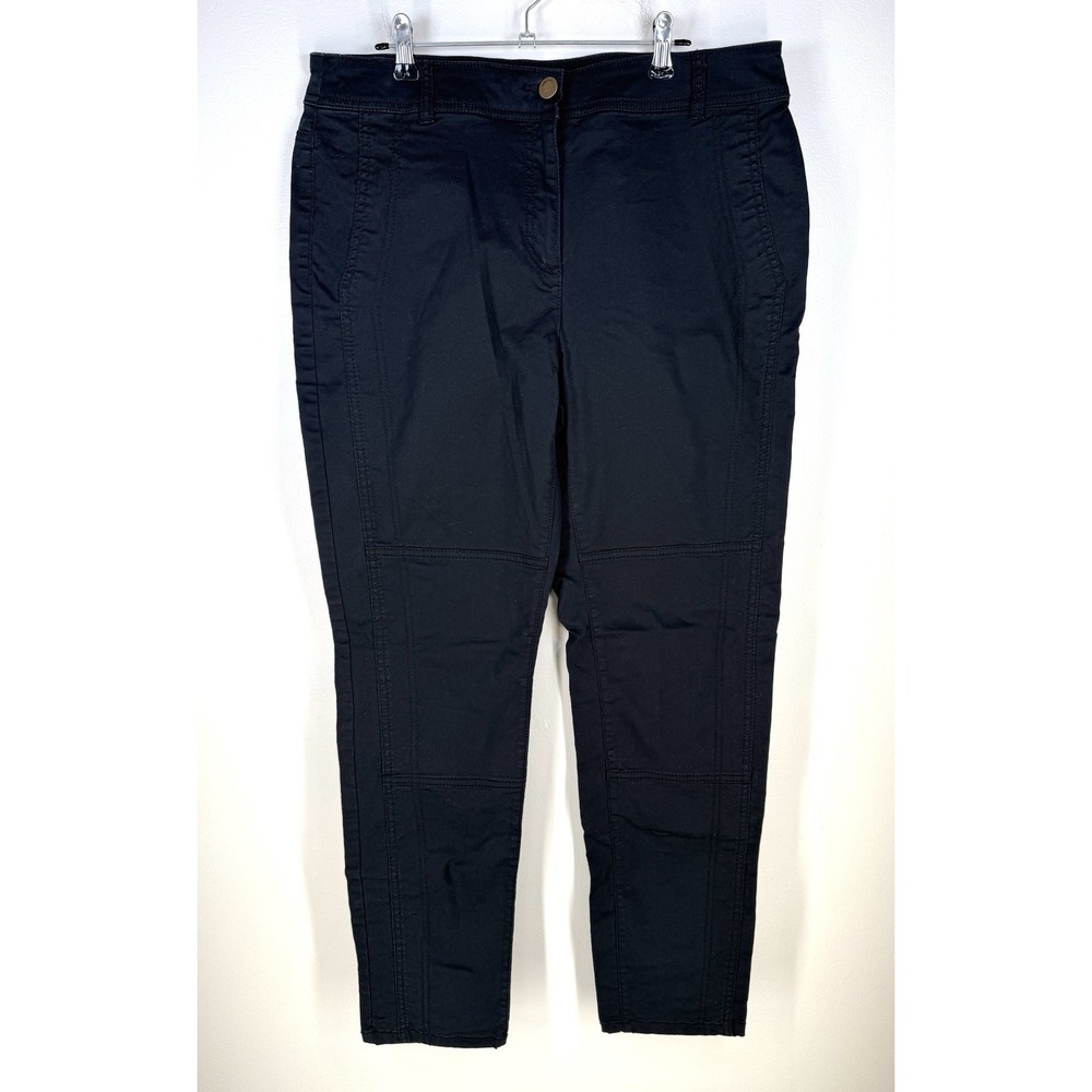 Chicos Jean Pants 1.5 US 10 Black Chino Denim Stretch Pockets Casual Gusset Knee